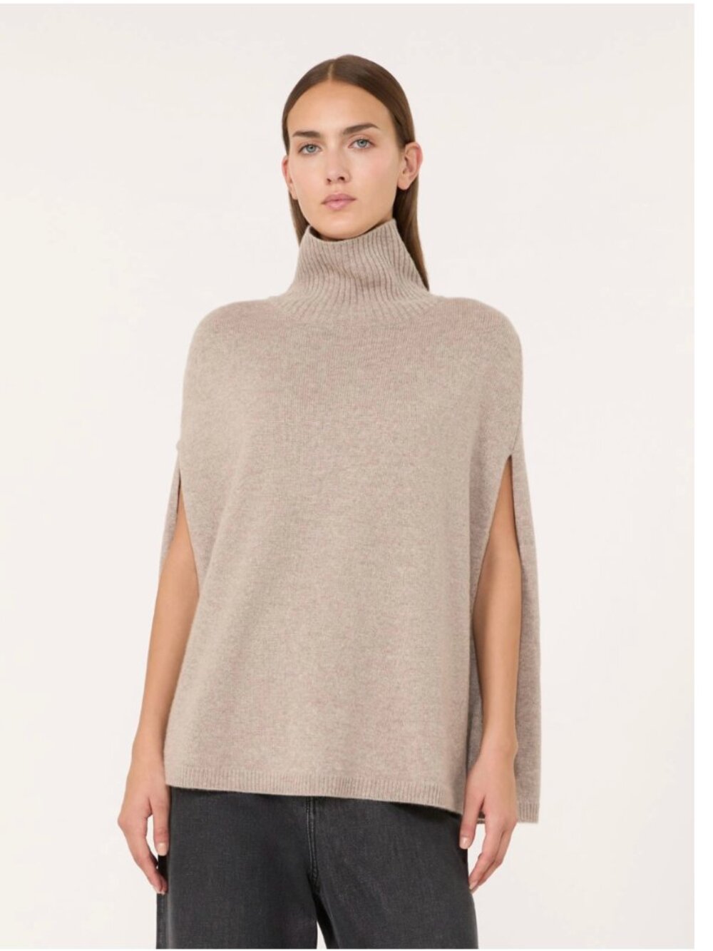 Weekend Max Mara Cashmere Cape Sweater Womens OS Camel Tan Brown Mock Neck Knit